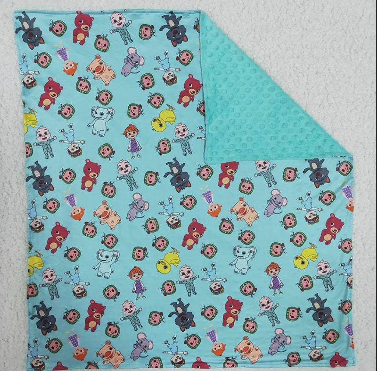 Character Aqua Blue Minky Dot Blanket