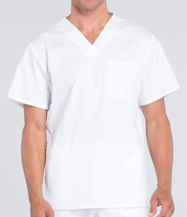 Men’s Cherokee Workwear Professionals 4 Pocket V-Neck Scrub Top - White