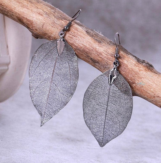 Large Metallic Leaf Earrings