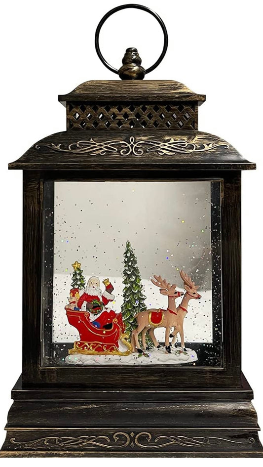 Christmas LED Lantern - Santa with Sleigh