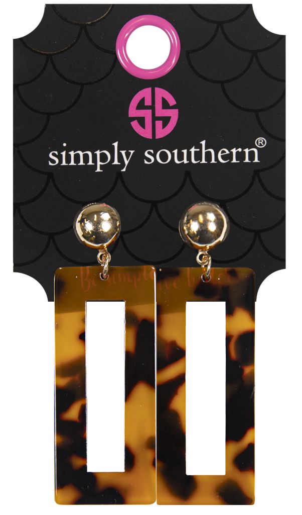 Simply Southern Brown Rectangle Earrings