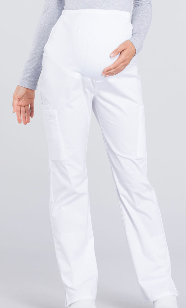 Women’s Cherokee Workwear WW Professionals Maternity Straight Leg Pant -WHITE