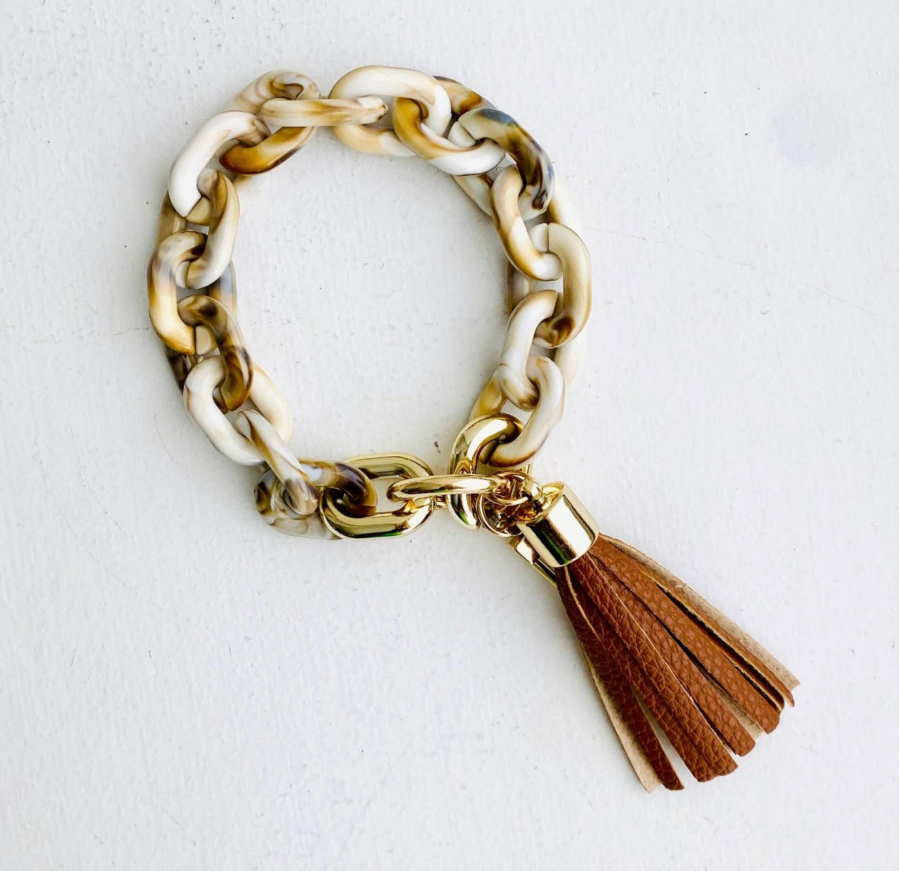 Chain Link Bangle Keychain | Boho Acrylic Wristlet Keyring