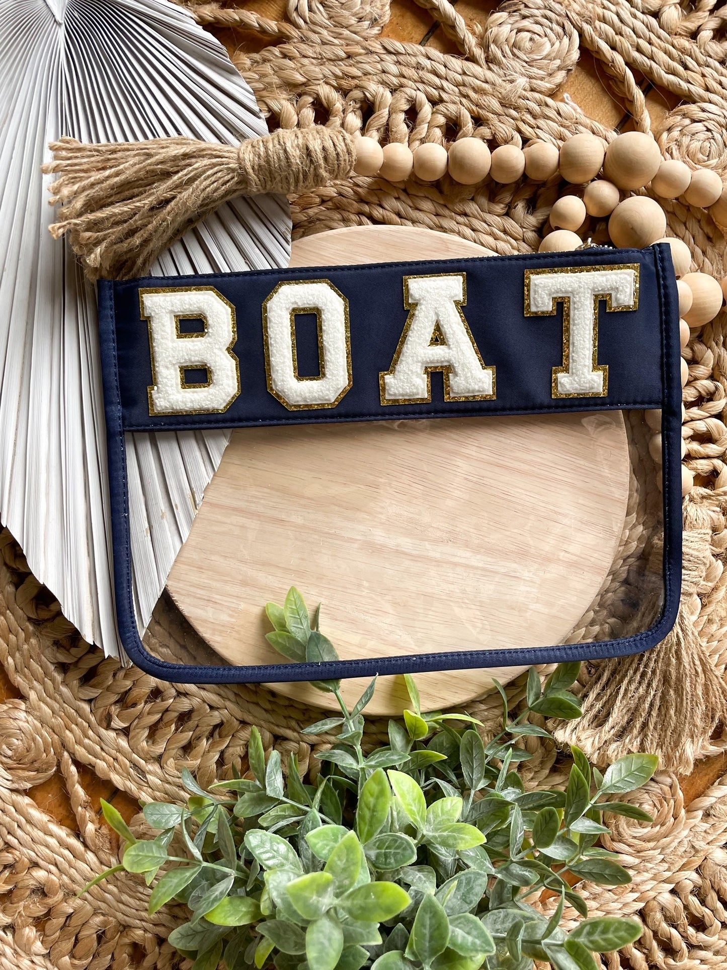 Chenille Letter Clear Pouch - Boat