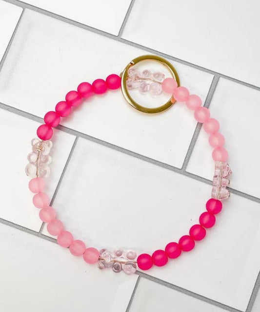 Gummy Bear Bangle Key Ring Pink