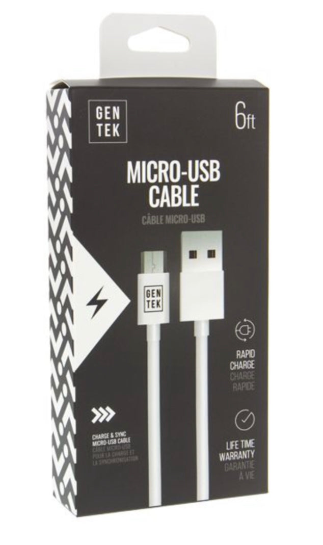 Ventec Micro USB to USB Cable, 6FT White