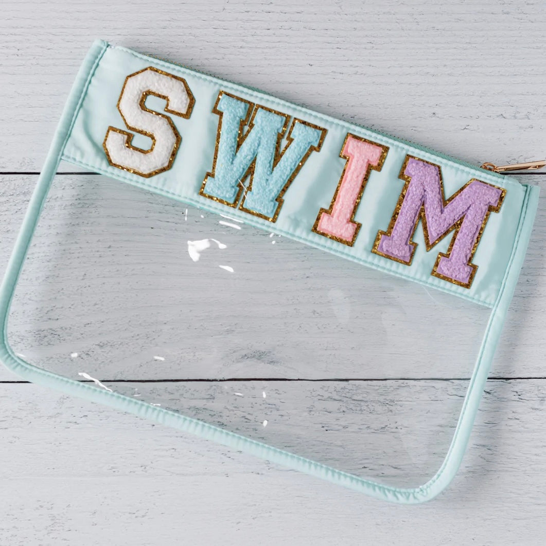 Chenille Letter Clear Pouch - Swim