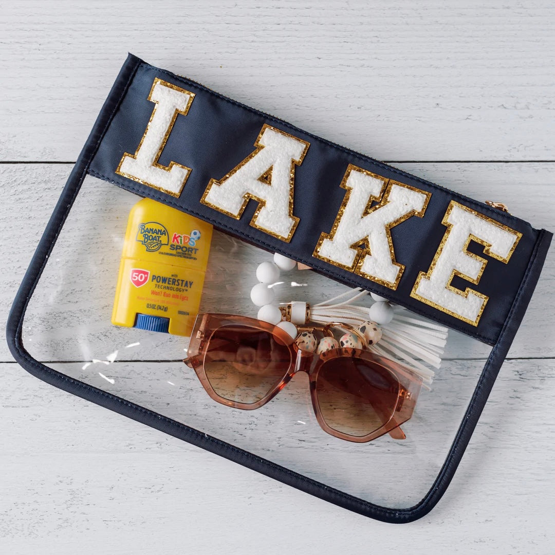 Chenille Letter Clear Pouch - Lake