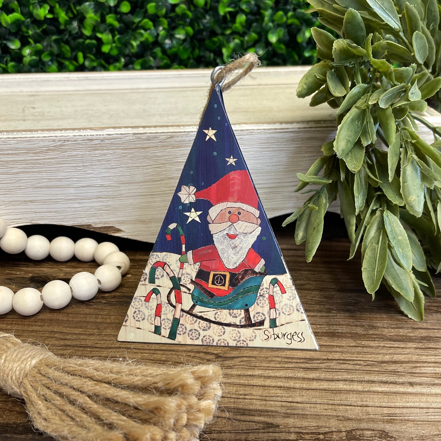 Santa Triangle Ornament