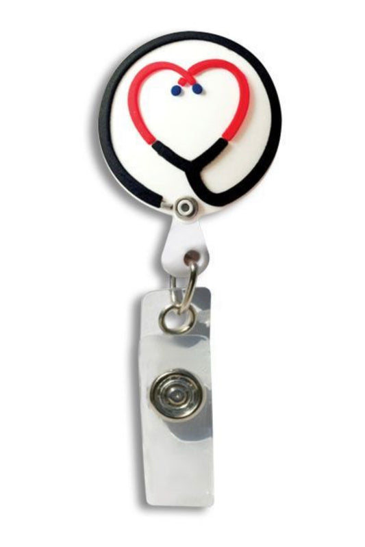 3D Rubber Retractable Badge Reel - Stethoscope
