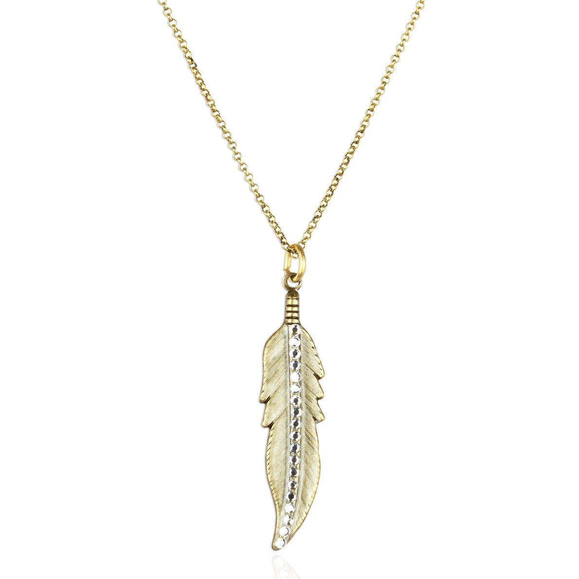 Talowa Crystal Feather Necklace