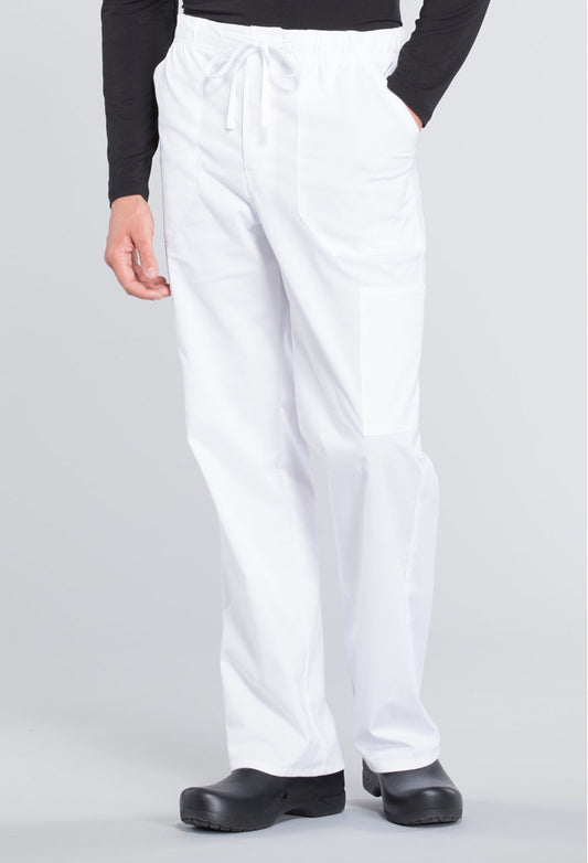 Men’s Cherokee Workwear Professionals Elastic Waist Tapered Cargo Scrub Pants - White