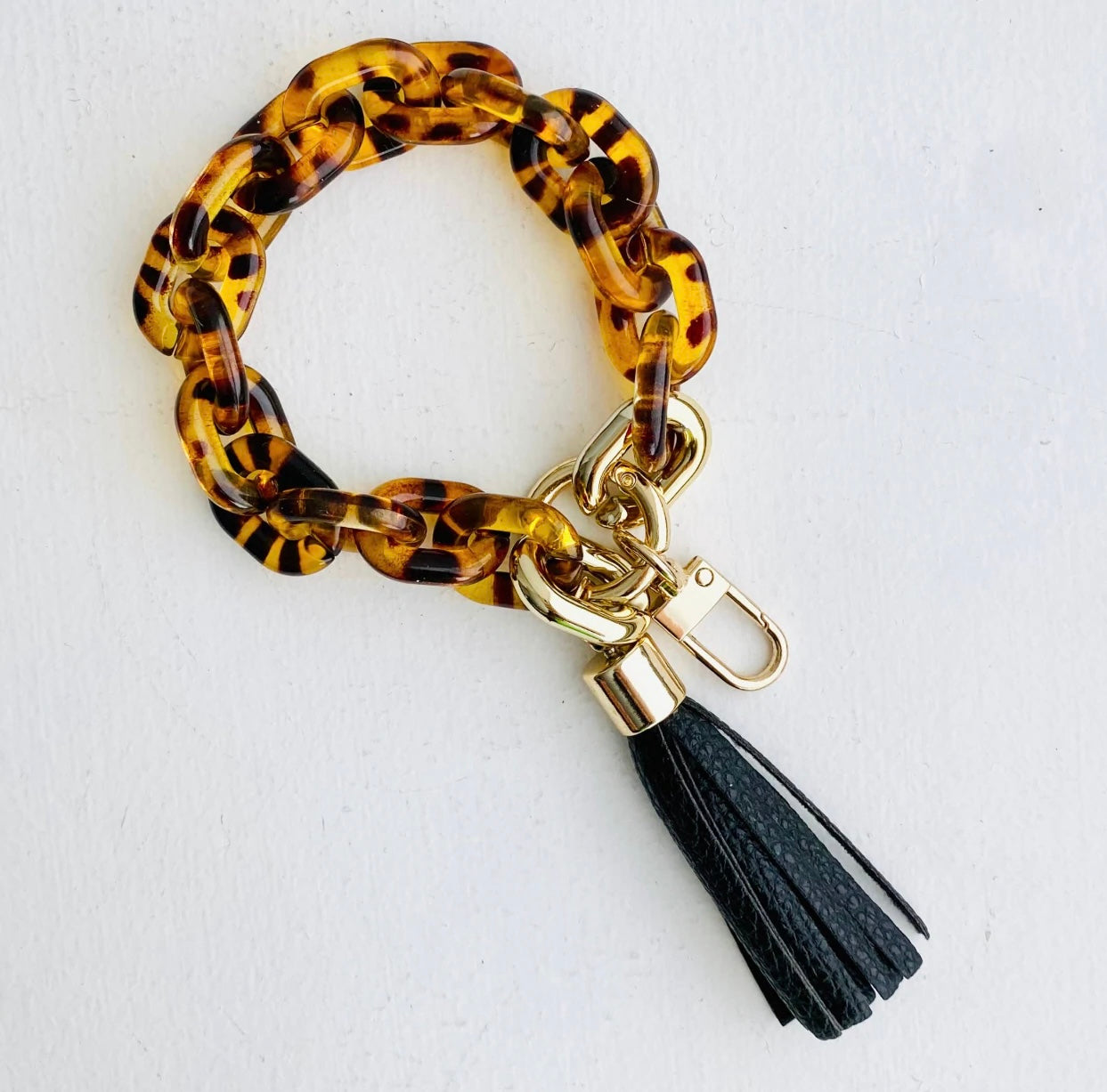 Chain Link Bangle Keychain | Boho Acrylic Wristlet Keyring