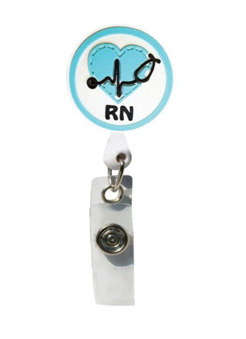 3D Rubber Retractable Badge Holder - Register Nurse