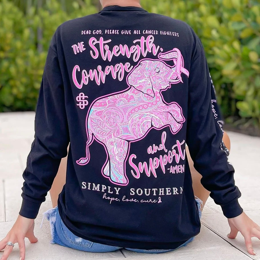 Simply Southern Pink Ribbon Long Sleeve Tee