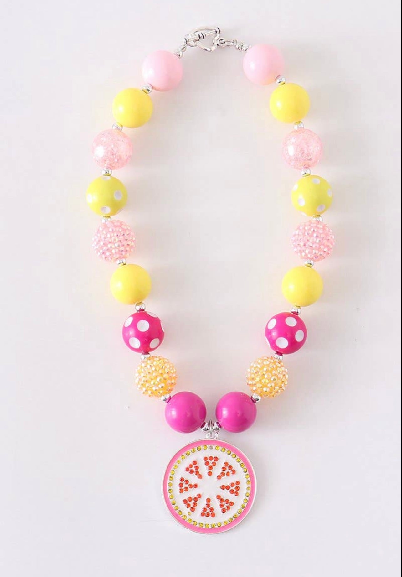 PINK LEMON CHUNKY BEAD NECKLACE