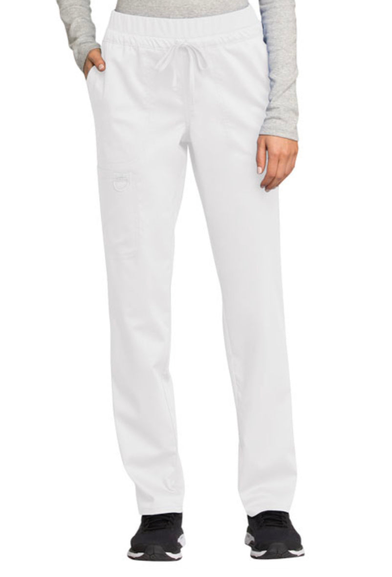 Women’s Cherokee WW Revolution Mid Rise Tapered Leg Drawstring Pant - White