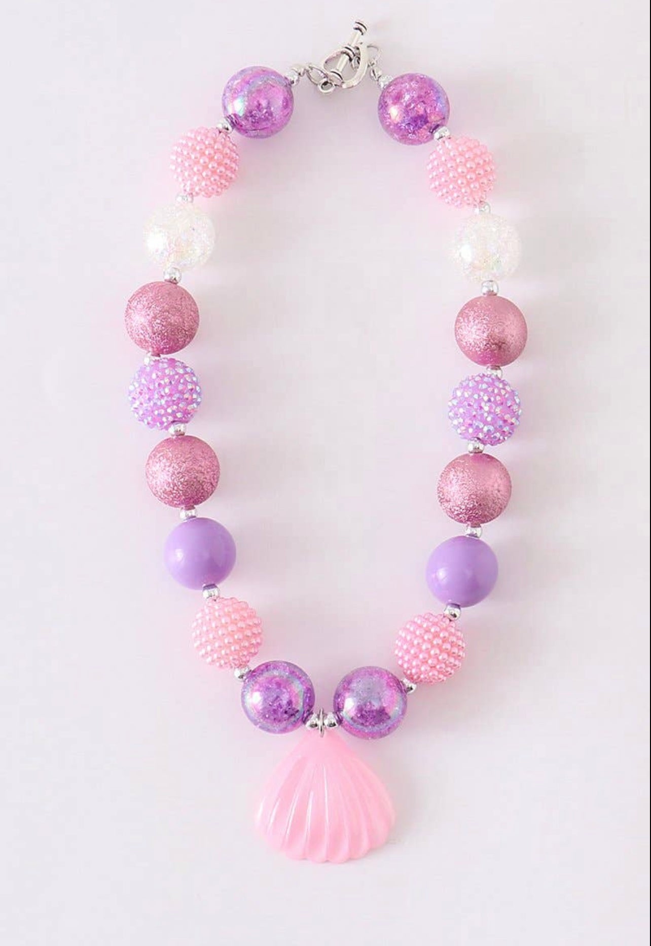 SEASHELL PURPLE AND PINK CHUNKY NECKLACE