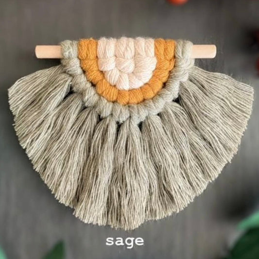 Half Moon Macrame Car Charm | Car Diffuser - Sage