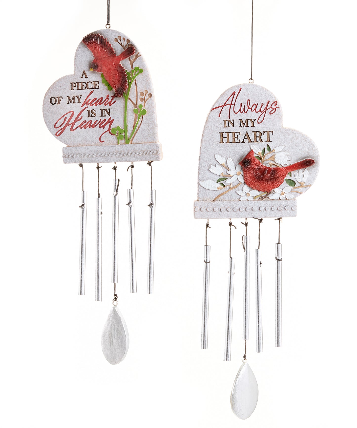 Heart Shaped Cardinal Windchime